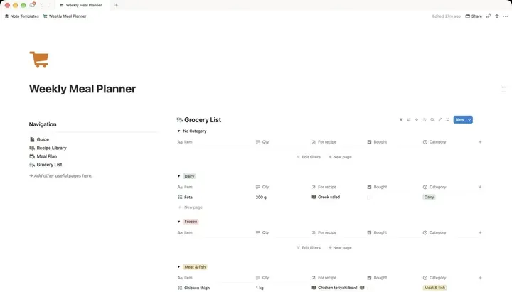 Weekly Meal Planner