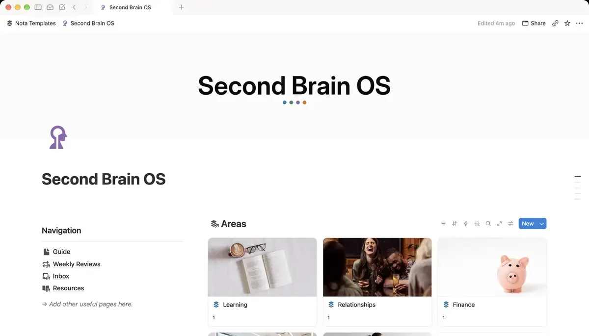 Second Brain OS Notion template preview